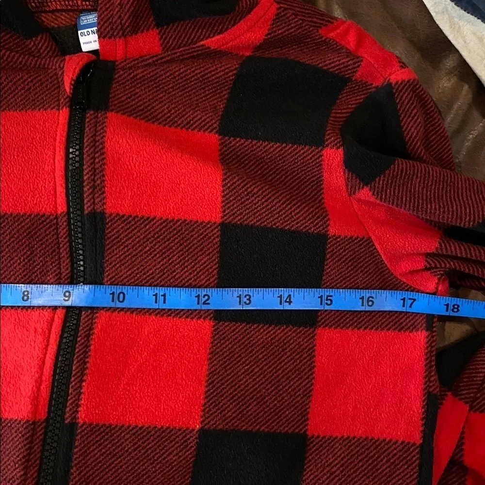 Old Navy Red and Black Plaid Flannel Hooded Pajamas, L